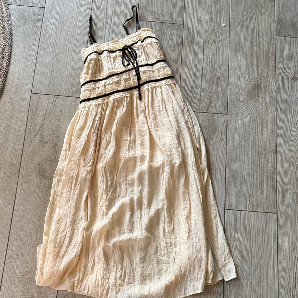 Cream Maxi Dress with Black Accents